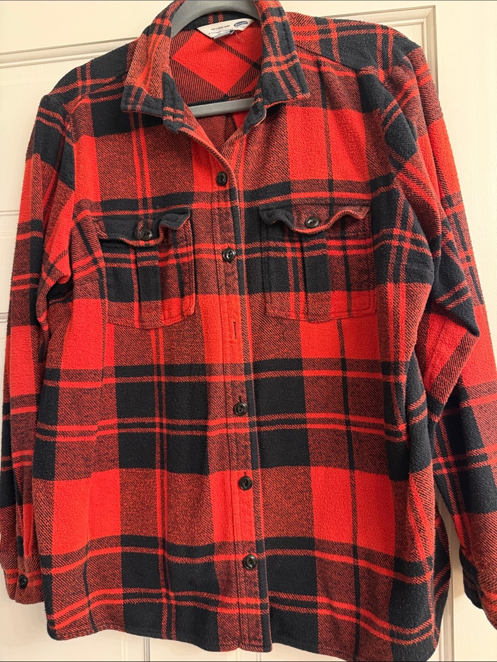 Red and Black Plaid Women's Button-Up shacket